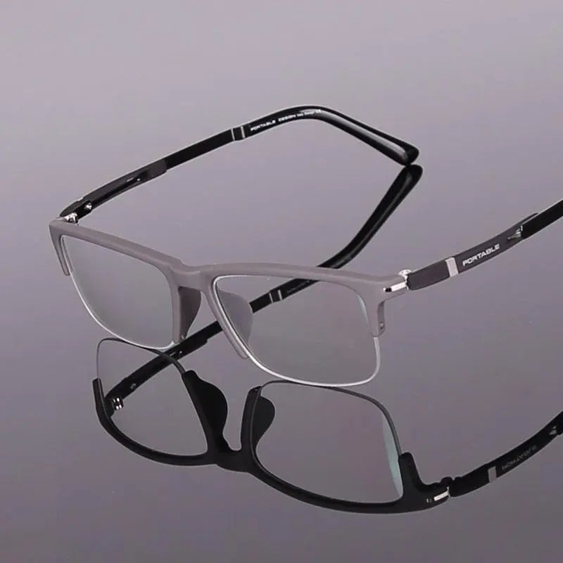 Men's Square Semi-Rimless TR90 Prescription Glasses — view 2 | Rx Spectacle
