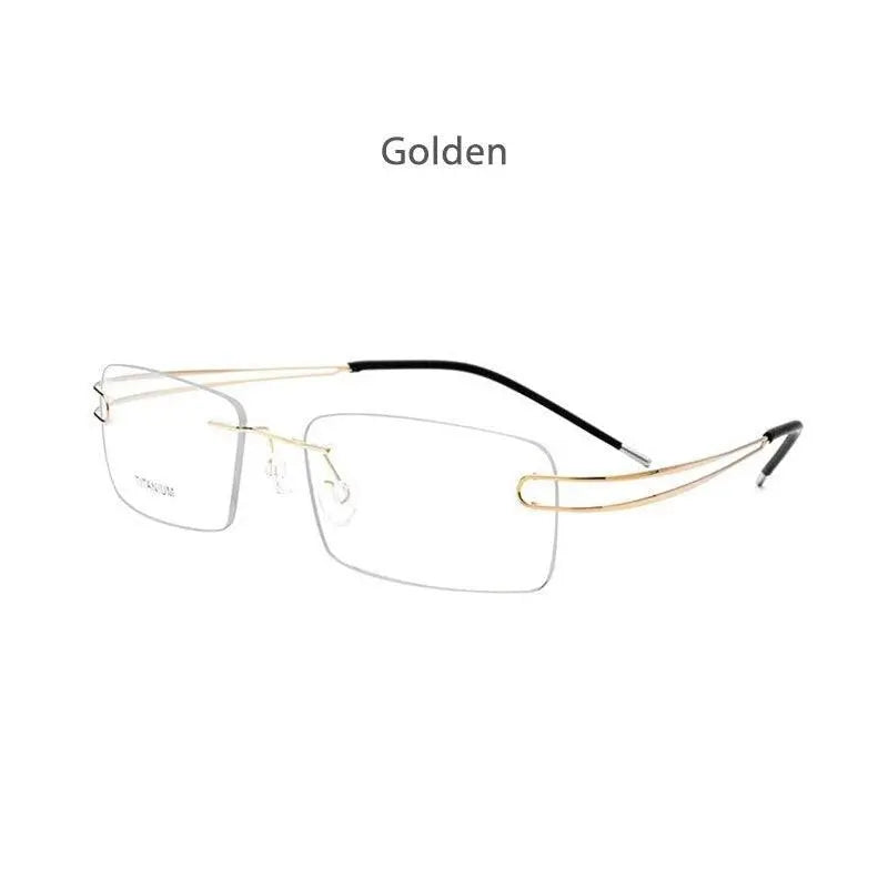 Unisex Rectangular Rimless Titanium Prescription Glasses 50003 — view 5 | Rx Spectacle