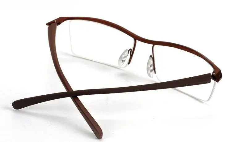 Men's Browline Semi-Rimless Titanium Prescription Glasses P8189 — view 21 | Rx Spectacle