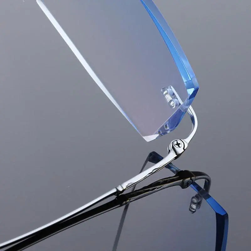 Men's Rectangular Rimless Titanium Prescription Glasses 8036 — view 6 | Rx Spectacle