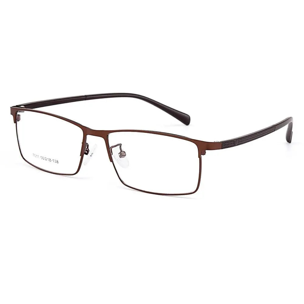 Men's Square Semi-Rimless Titanium Prescription Glasses Y7011 — view 5 | Rx Spectacle