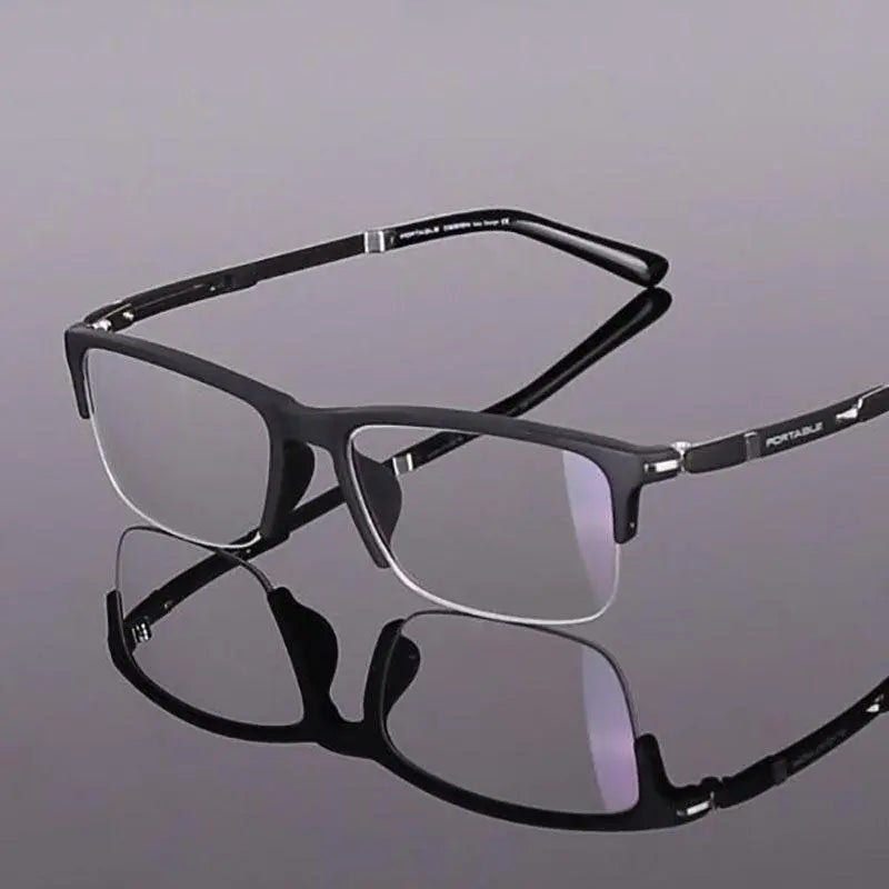 Men's Square Semi-Rimless TR90 Prescription Glasses — view 4 | Rx Spectacle