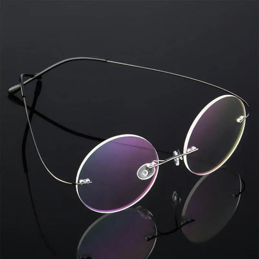 Unisex Round Rimless Alloy Prescription Glasses — view 1 | Rx Spectacle