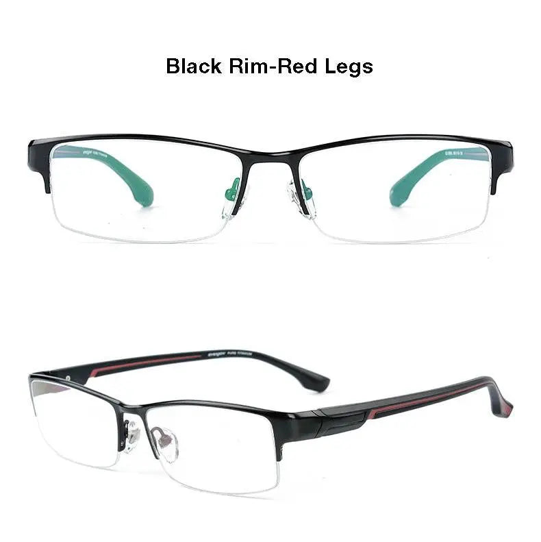 Men's Rectangular Semi-Rimless Titanium Prescription Glasses L266 — view 15 | Rx Spectacle