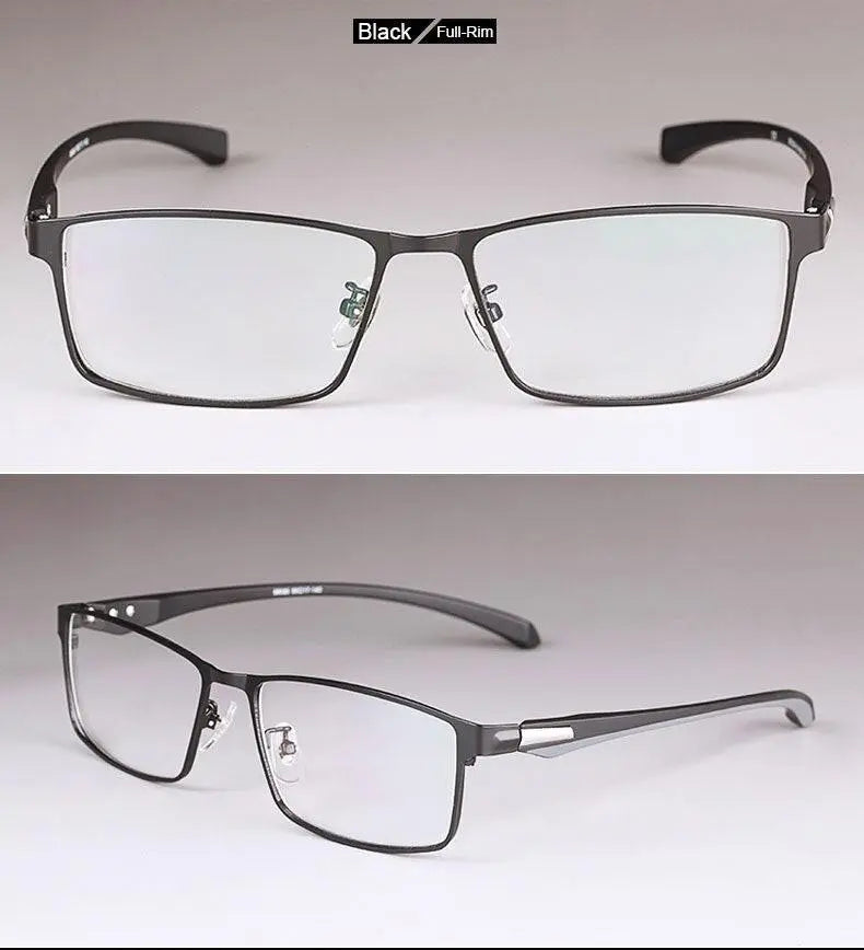 Men's Rectangular Full Rim Alloy Prescription Glasses — view 18 | Rx Spectacle