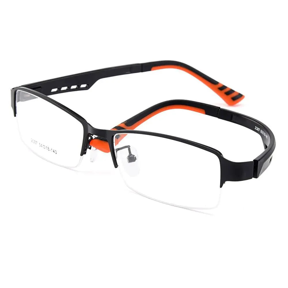 Men's Square Semi-Rimless Titanium Prescription Glasses Y2387 — view 8 | Rx Spectacle
