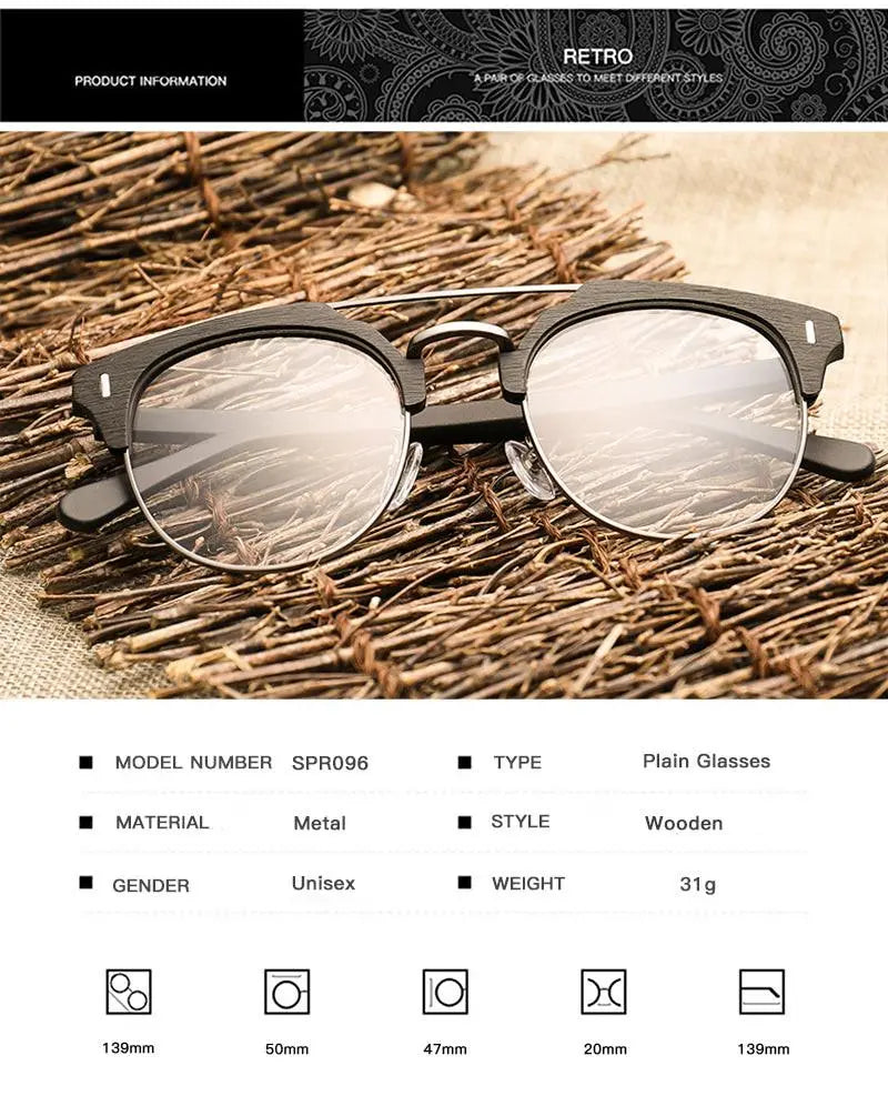 Unisex Round Full Rim Wood Prescription Glasses Bc01 — view 14 | Rx Spectacle