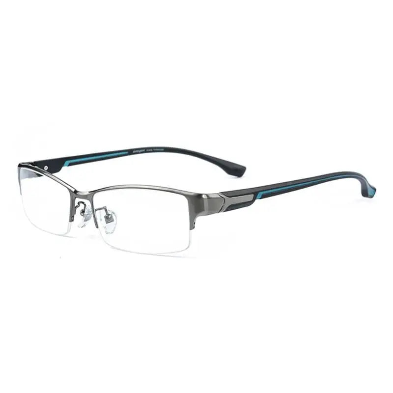 Men's Rectangular Semi-Rimless Titanium Prescription Glasses L266 — view 22 | Rx Spectacle