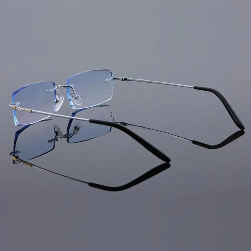 Men's Rectangular Rimless Titanium Prescription Glasses 8036 — view 4 | Rx Spectacle