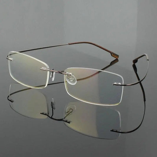Unisex Square Rimless Titanium Prescription Glasses 861 — view 1 | Rx Spectacle