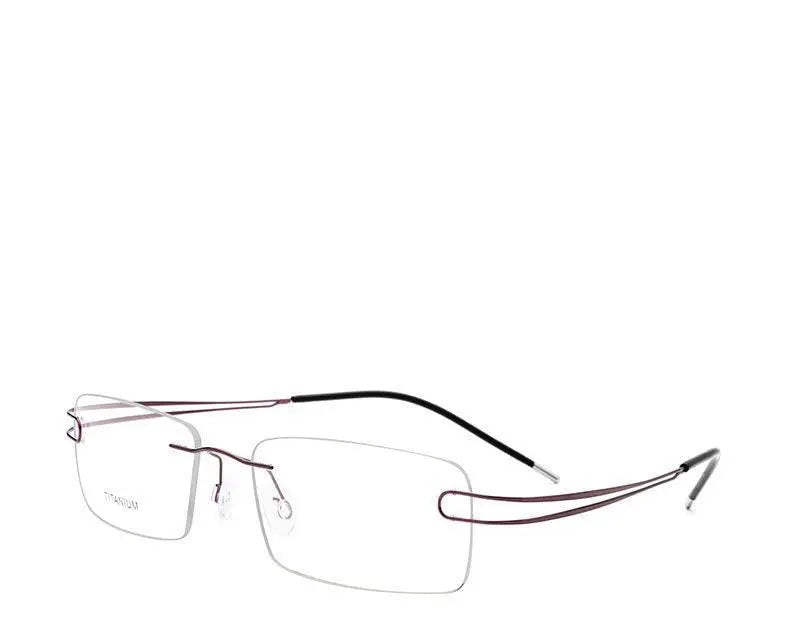 Unisex Rectangular Rimless Titanium Prescription Glasses 50003 — view 20 | Rx Spectacle