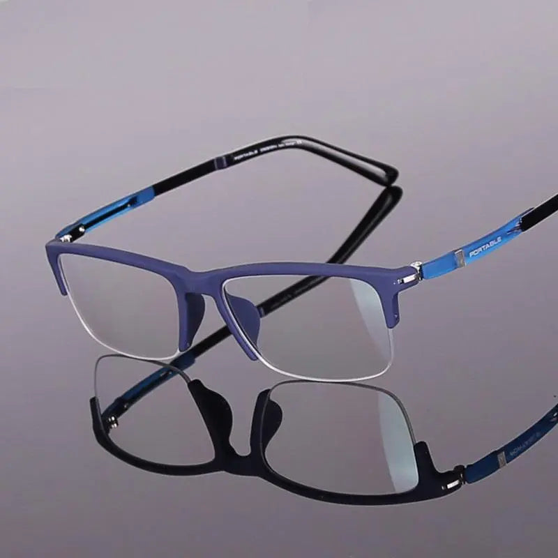 Men's Square Semi-Rimless TR90 Prescription Glasses — view 3 | Rx Spectacle