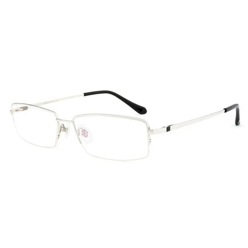 Men's Square Semi-Rimless Titanium Reading Glasses D81075 — view 5 | Rx Spectacle