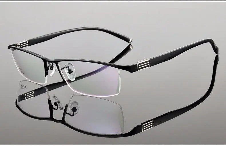 Men's Rectangular Semi-Rimless Titanium Prescription Glasses 56170 — view 10 | Rx Spectacle