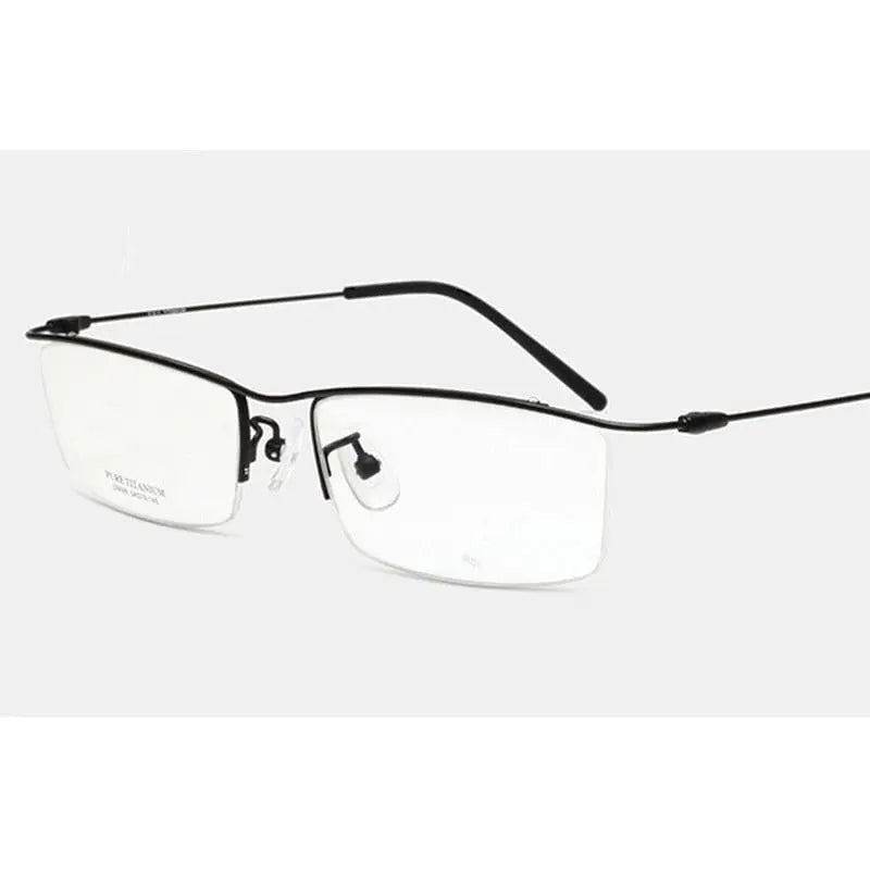 Men's Browline Semi-Rimless Titanium Prescription Glasses 6688 — view 4 | Rx Spectacle