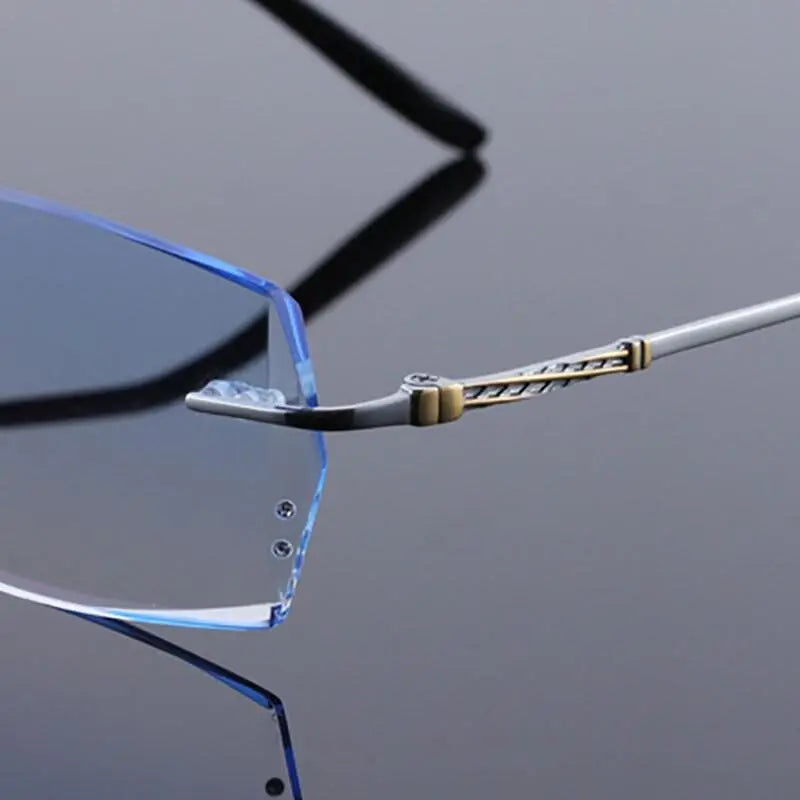 Men's Rectangular Rimless Titanium Prescription Glasses 8036 — view 5 | Rx Spectacle