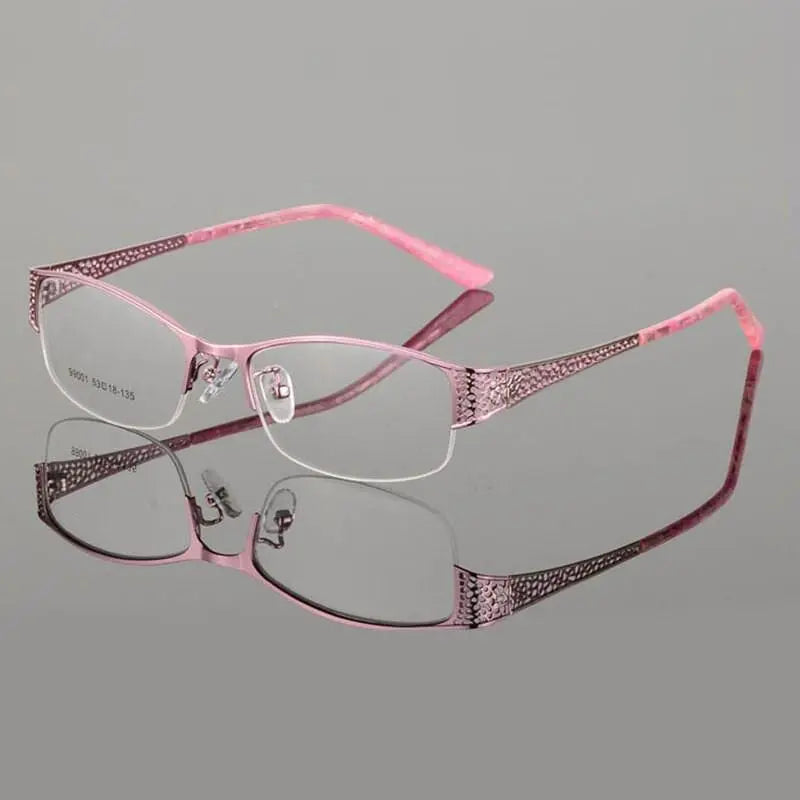Women's Rectangular Semi-Rimless Alloy Prescription Glasses 99001 — view 14 | Rx Spectacle