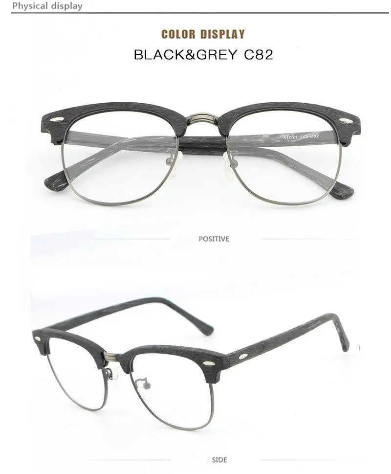 Unisex Round Full Rim Wood Prescription Glasses — view 24 | Rx Spectacle