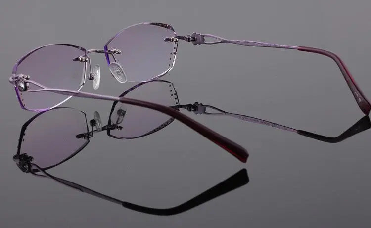 Women's Rectangular Rimless Titanium Prescription Glasses 2123 — view 12 | Rx Spectacle