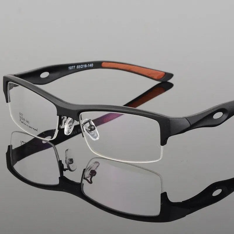 Men's Rectangular Semi-Rimless TR90 Sports Glasses 1077 — view 12 | Rx Spectacle
