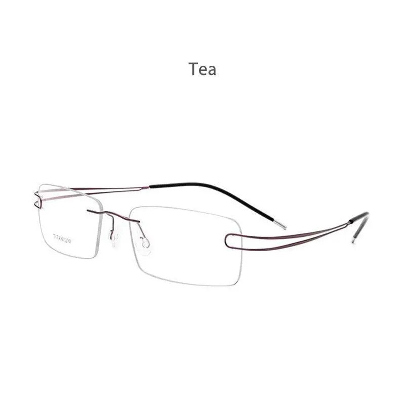 Unisex Rectangular Rimless Titanium Prescription Glasses 50003 — view 4 | Rx Spectacle