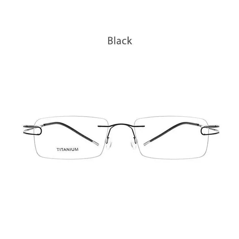Unisex Rectangular Rimless Titanium Prescription Glasses 50003 — view 8 | Rx Spectacle