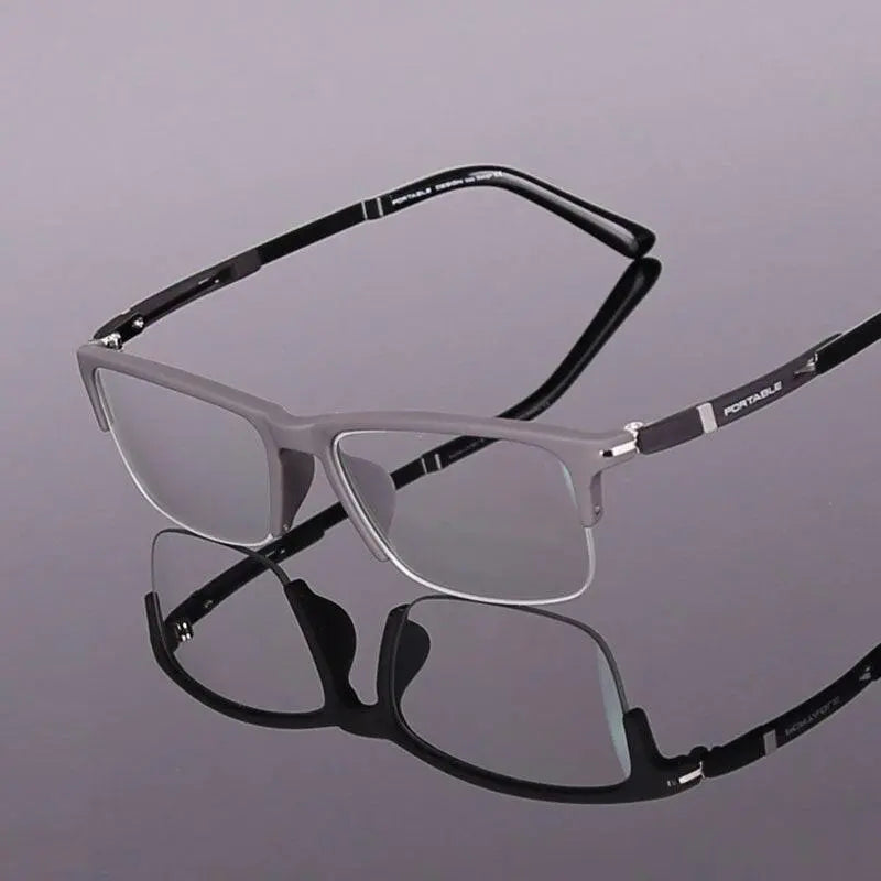 Men's Square Semi-Rimless TR90 Prescription Glasses — view 10 | Rx Spectacle