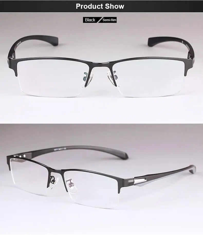 Men's Rectangular Full Rim Alloy Prescription Glasses — view 15 | Rx Spectacle