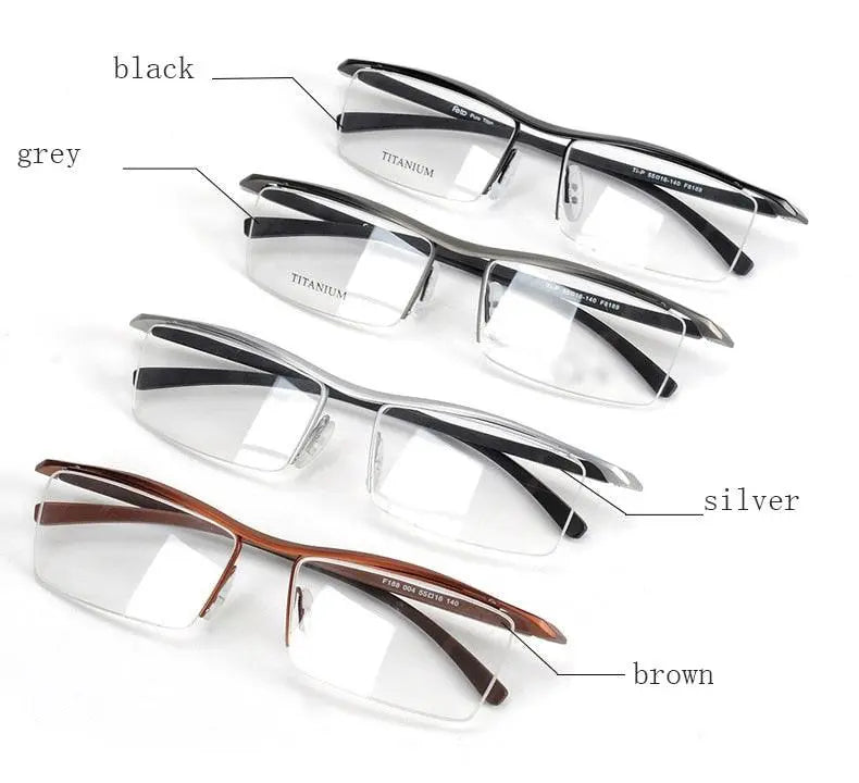 Men's Browline Semi-Rimless Titanium Prescription Glasses P8189 — view 8 | Rx Spectacle