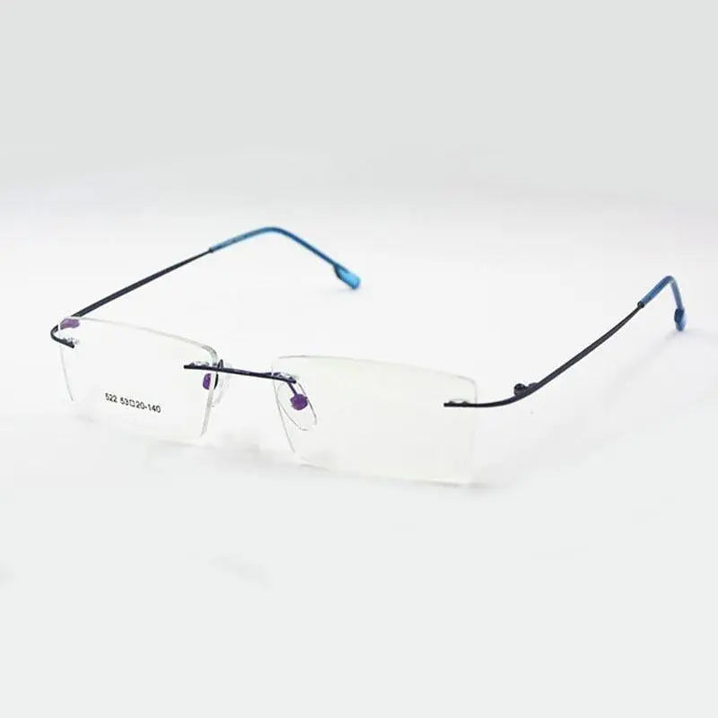 Unisex Square Rimless Titanium Prescription Glasses R522 — view 5 | Rx Spectacle