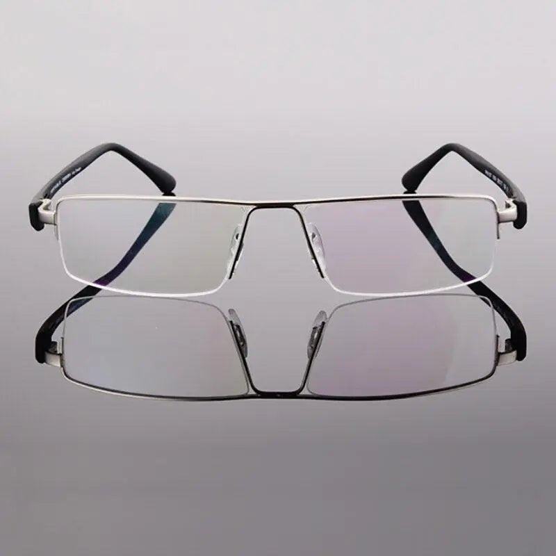 Men's Rectangular Semi-Rimless Alloy Prescription Glasses P8157 — view 9 | Rx Spectacle