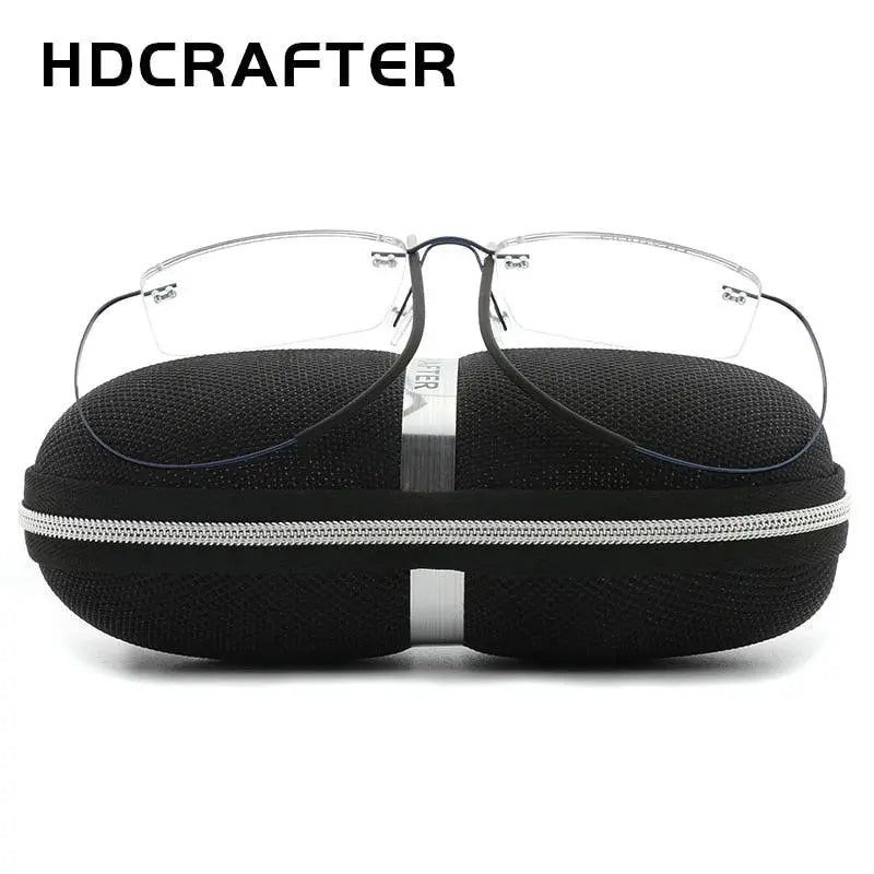 Unisex Rectangular Rimless Titanium Prescription Glasses — view 11 | Rx Spectacle