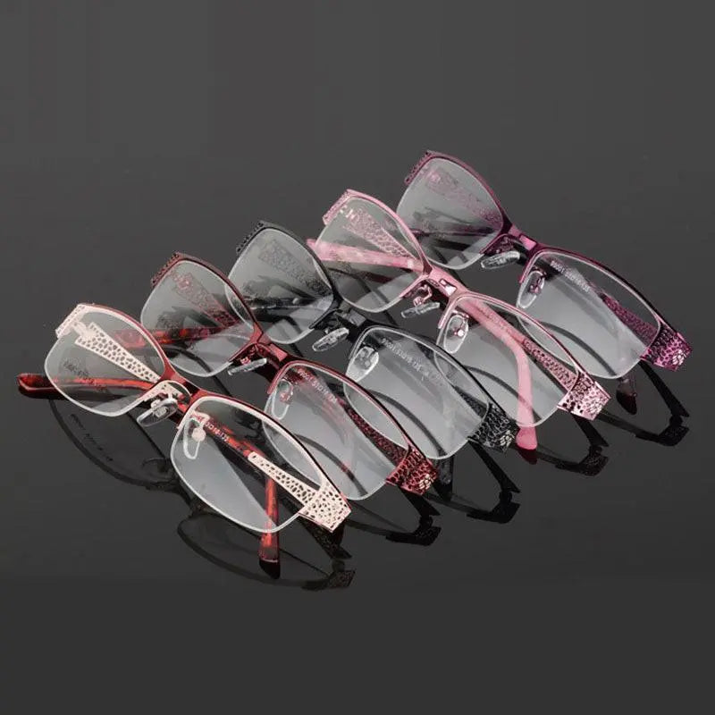 Women's Rectangular Semi-Rimless Alloy Prescription Glasses 99001 — view 4 | Rx Spectacle