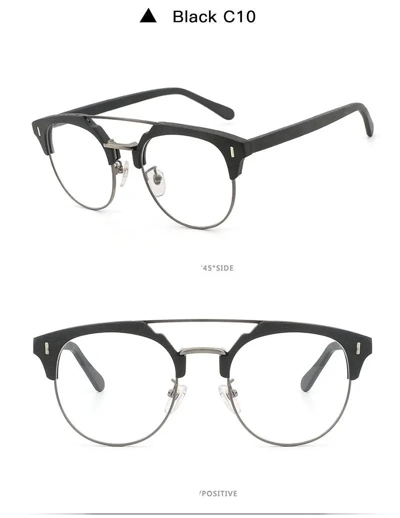 Unisex Round Full Rim Wood Prescription Glasses Bc01 — view 17 | Rx Spectacle