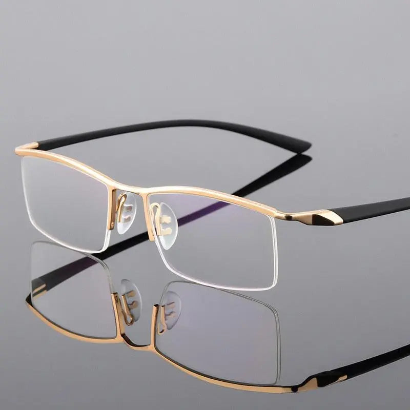 Men's Browline Semi-Rimless Alloy Prescription Glasses P8190 — view 6 | Rx Spectacle