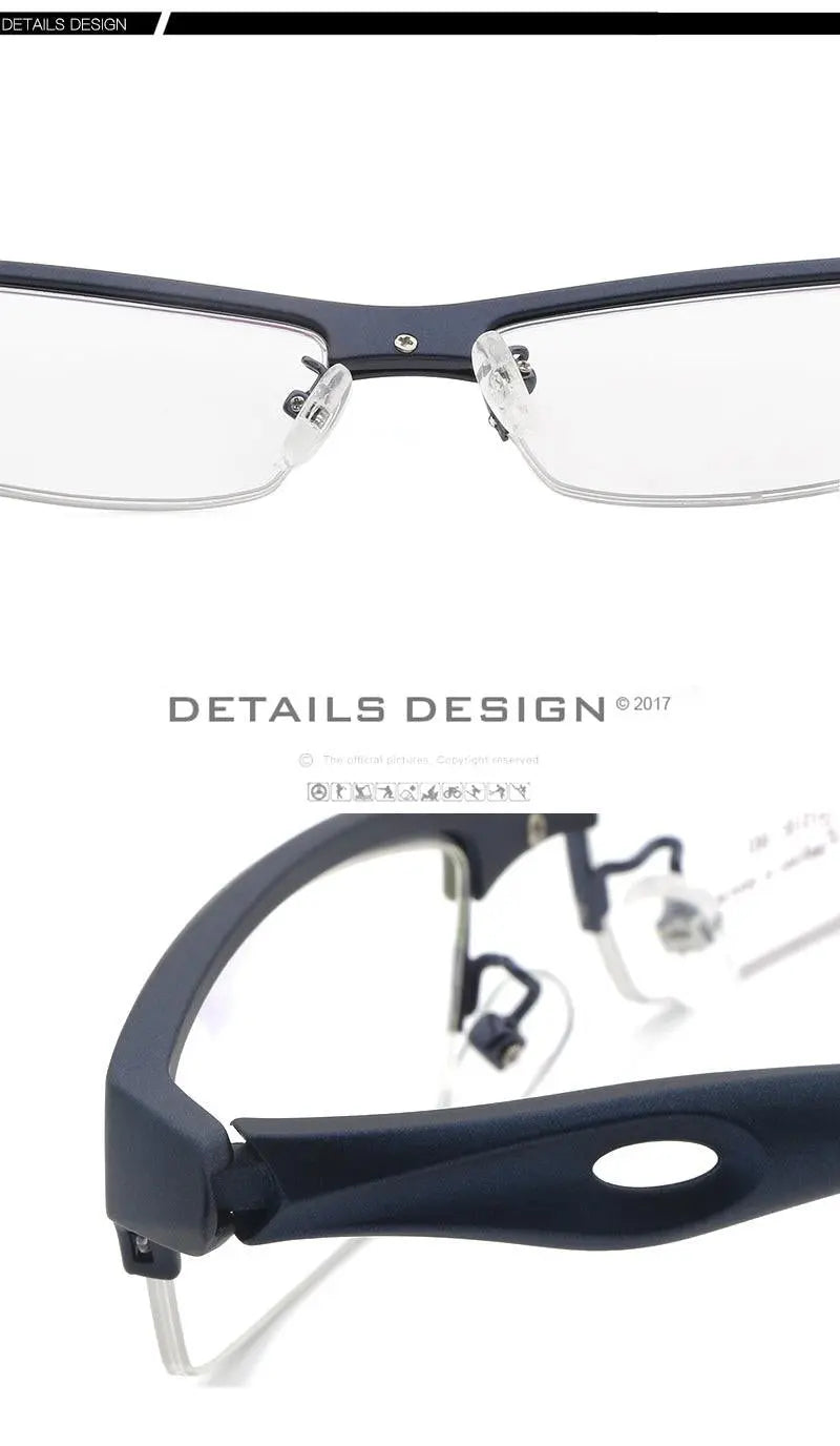 Men's Rectangular Semi-Rimless TR90 Prescription Glasses L1077 — view 21 | Rx Spectacle