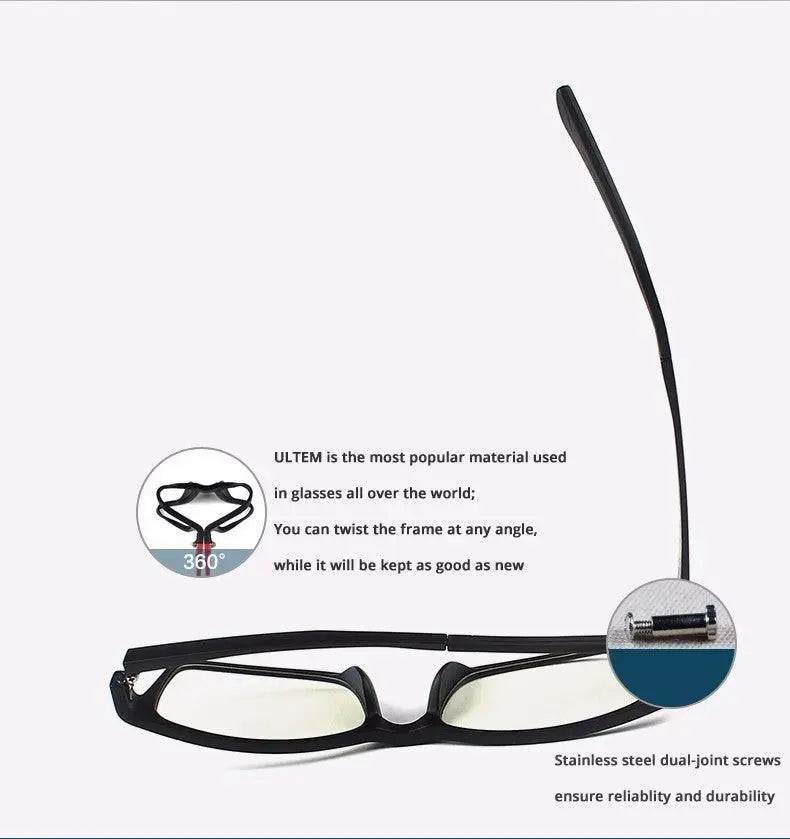 Unisex Square Full Rim Titanium Prescription Glasses 1302 — view 13 | Rx Spectacle