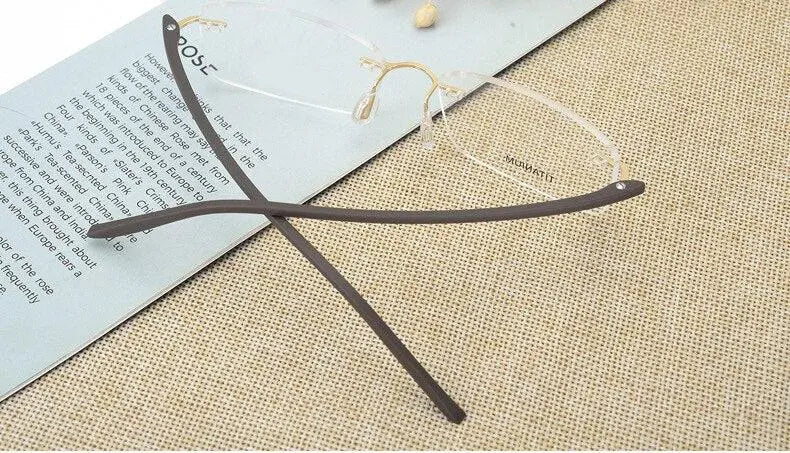 Unisex Rectangular Rimless Alloy Prescription Glasses Rw003 — view 14 | Rx Spectacle