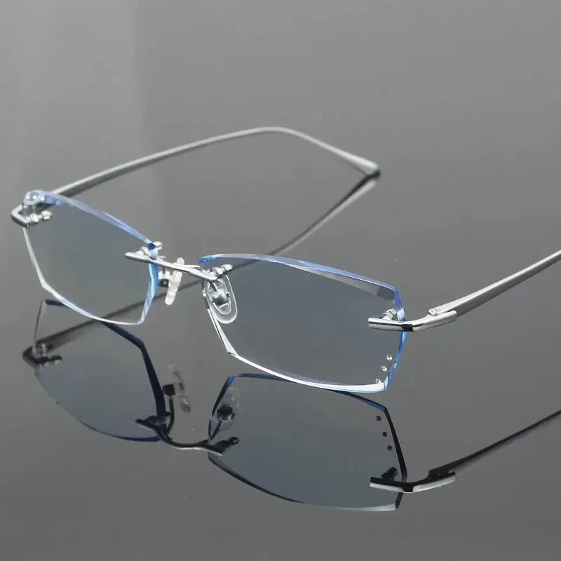 Men's Square Rimless Titanium Prescription Glasses 82077 — view 6 | Rx Spectacle