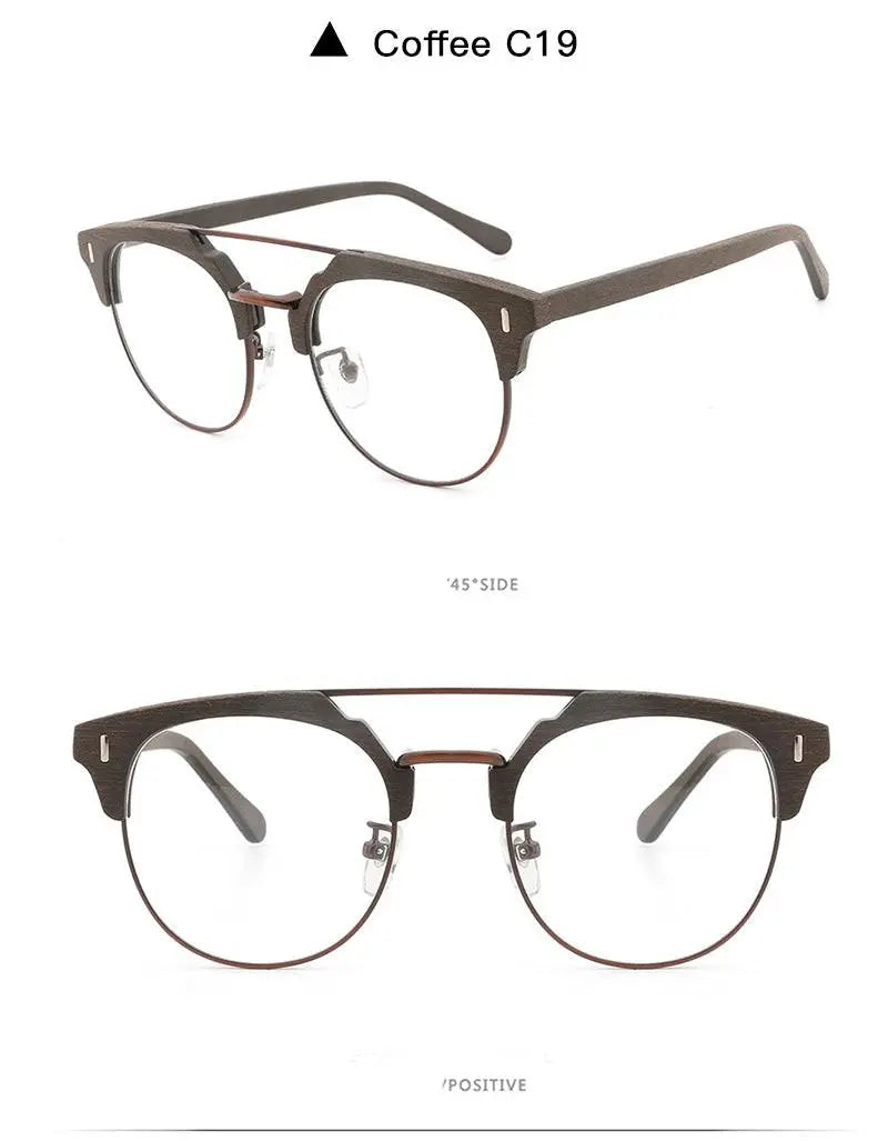 Unisex Round Full Rim Wood Prescription Glasses Bc01 — view 19 | Rx Spectacle