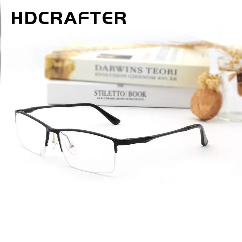 Men's Rectangular Semi-Rimless Alloy Prescription Glasses Lp6263 — view 5 | Rx Spectacle