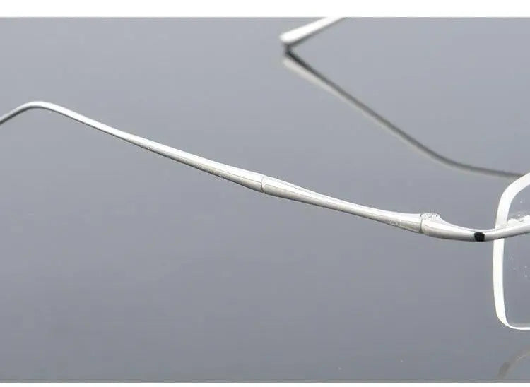 Men's Rectangular Rimless Titanium Prescription Glasses 632 — view 8 | Rx Spectacle