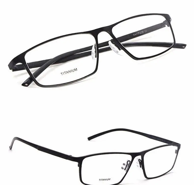 Men's Square Full Rim Titanium Prescription Glasses P8184 — view 12 | Rx Spectacle