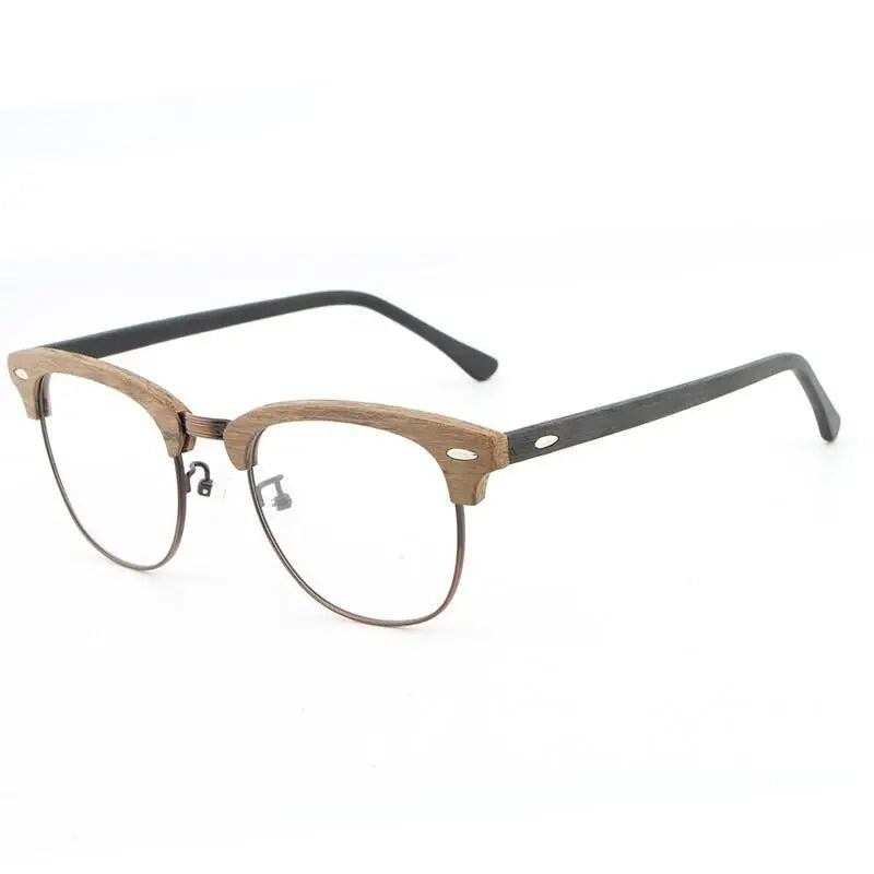 Unisex Round Full Rim Wood Prescription Glasses — view 13 | Rx Spectacle