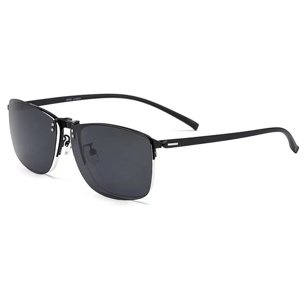 Men's Square Full Rim Titanium Clip-On Prescription Glasses S9341 — view 6 | Rx Spectacle