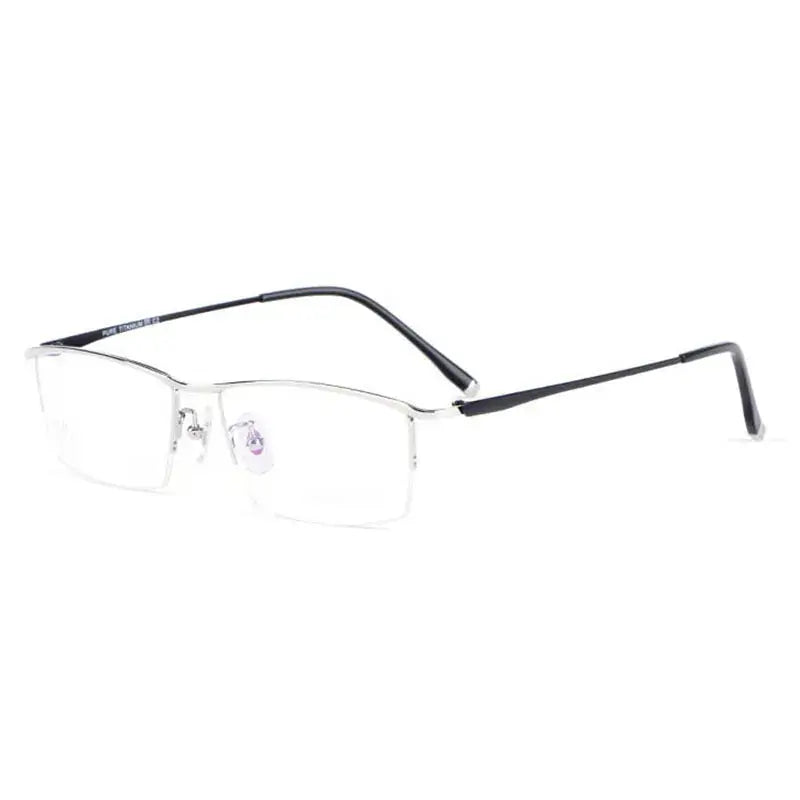 Unisex Square Semi-Rimless Titanium Prescription Glasses 85148 — view 5 | Rx Spectacle