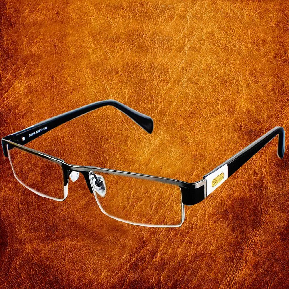 Men's Semi-Rimless Stainless Steel Reading Glasses D2015 — view 1 | Rx Spectacle