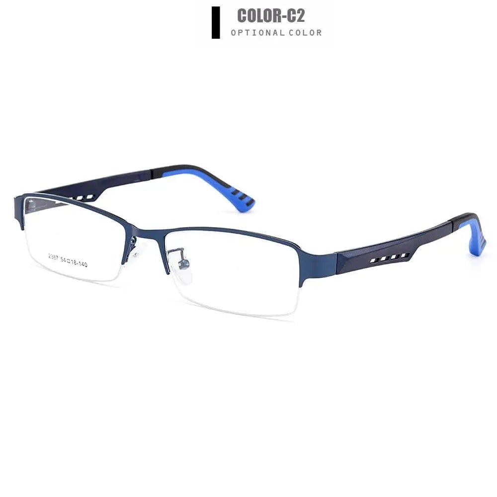 Men's Square Semi-Rimless Titanium Prescription Glasses Y2387 — view 7 | Rx Spectacle