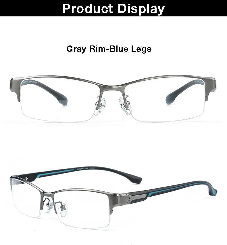 Men's Rectangular Semi-Rimless Titanium Prescription Glasses L266 — view 11 | Rx Spectacle