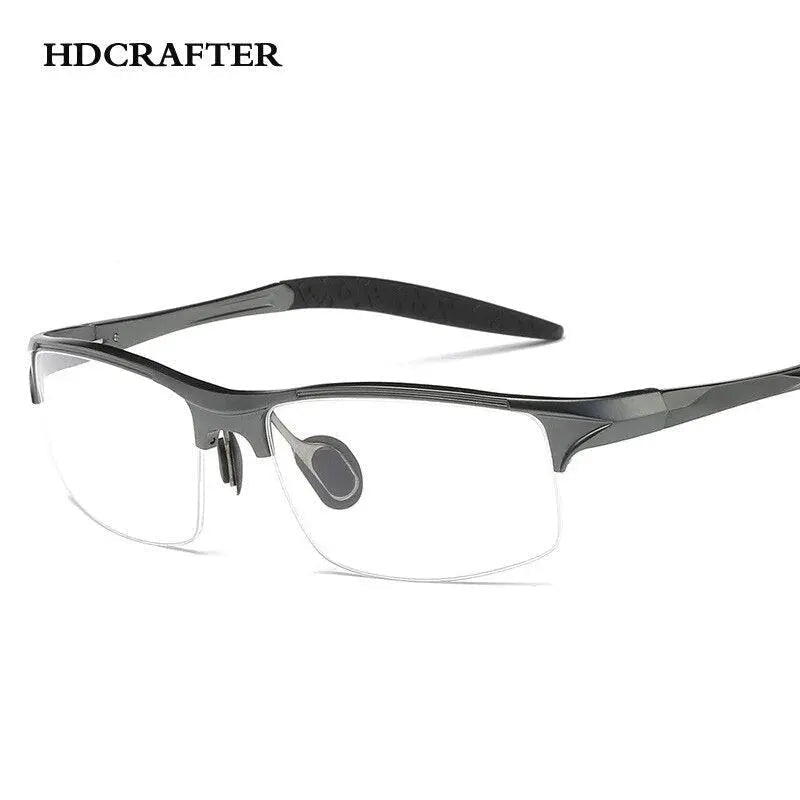 Men's Square Semi-Rimless Alloy Prescription Glasses L8177 — view 10 | Rx Spectacle